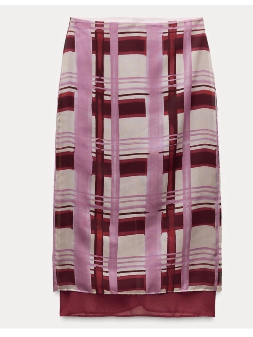 Zara Pink and Burgundy  midi skirt - Picture 3 of 7